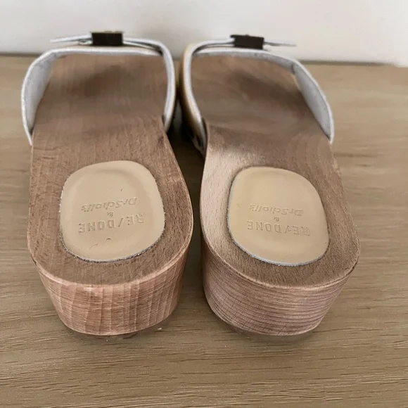 Re/Done Cream Mules with Gold Buckle - Picture 6 of 9